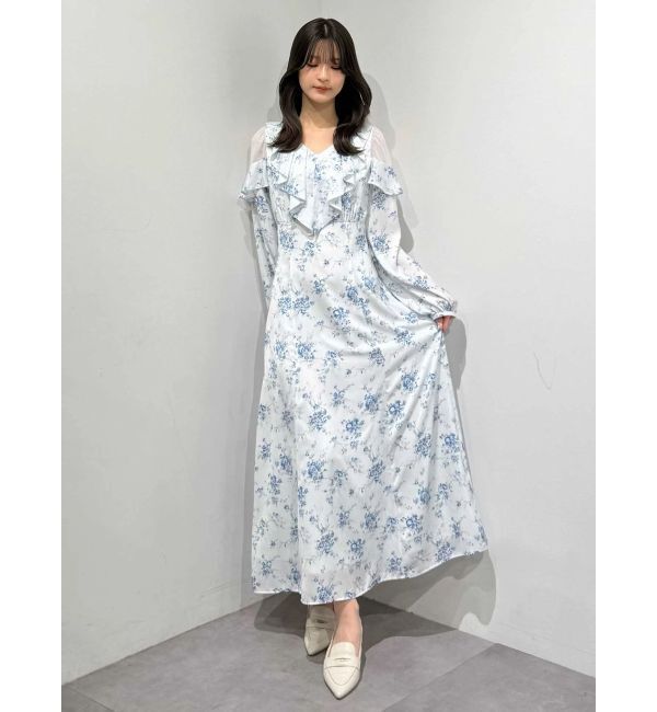 MERCURYDUO「ラッフルカラーパターンワンピース」|ワンピース|