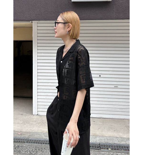 Ungrid「レース開襟ハーフスリーブシャツ」|シャツ・ブラウス|