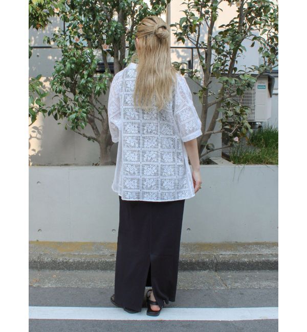 Ungrid「レース開襟ハーフスリーブシャツ」|シャツ・ブラウス|