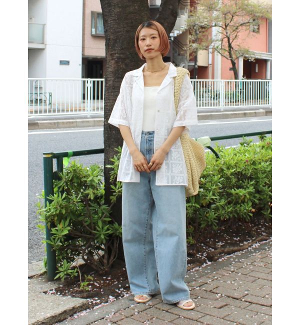 Ungrid「レース開襟ハーフスリーブシャツ」|シャツ・ブラウス|