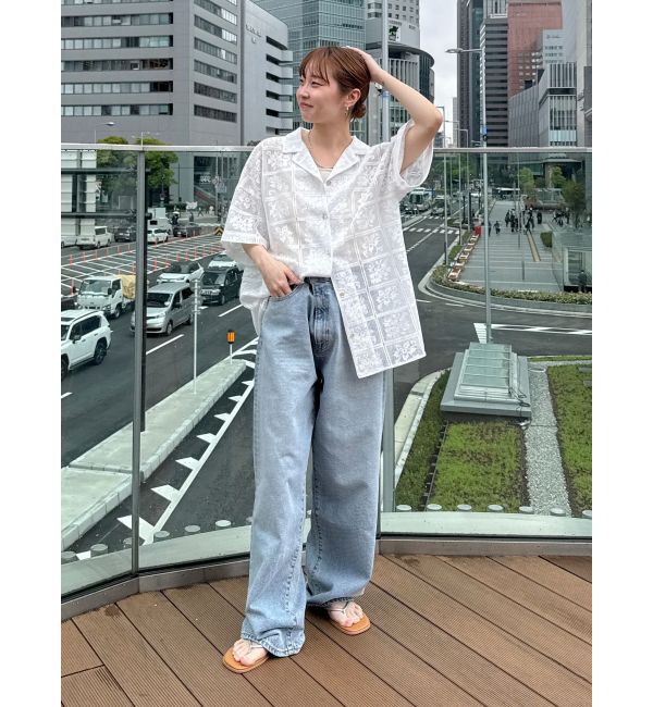 Ungrid「レース開襟ハーフスリーブシャツ」|シャツ・ブラウス|