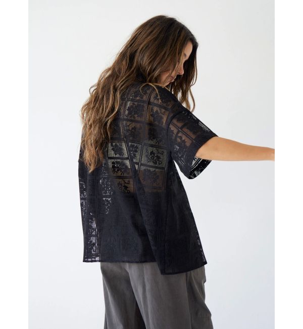 Ungrid「レース開襟ハーフスリーブシャツ」|シャツ・ブラウス|