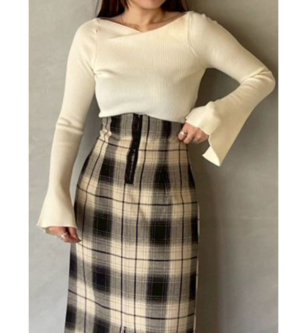 LAGUNAMOON「ロービングチェックナロースカート」|スカート|