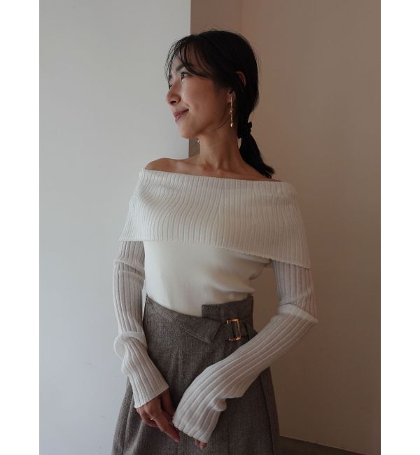 LAGUNAMOON「シアーオフショルニットプルオーバー」|ニット・セーター|
