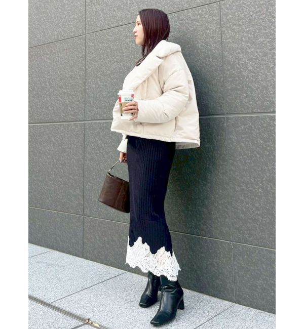 LAGUNAMOON「レースドッキングリブニットワンピース」|ワンピース|