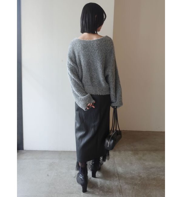 LAGUNAMOON「ヘムレースレイヤードハイウエストエコレザースカート」|スカート|