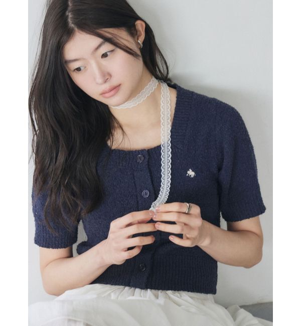 LAGUNAMOON「【POLO BCSコラボ】ブークレヤーンハーフスリーブコンパクトニットカーディガン」|ニット・セーター|