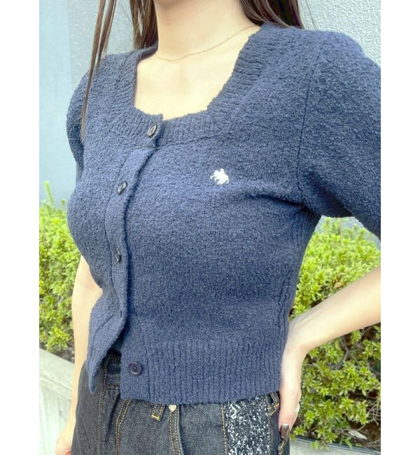 LAGUNAMOON「【POLO BCSコラボ】ブークレヤーンハーフスリーブコンパクトニットカーディガン」|ニット・セーター|