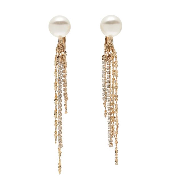 LAGUNAMOON「LADYフェイクパールガラスチェーンイヤリング」|イヤリング|ゴールド