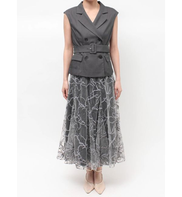 LAGUNAMOON「LADYベストセットフラワーチュールフレアスカート」|ワンピース|