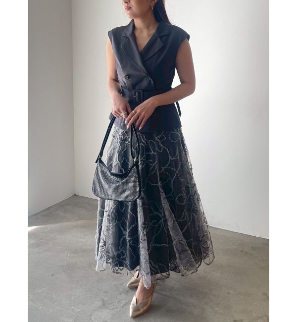 LAGUNAMOON「LADYベストセットフラワーチュールフレアスカート」|ワンピース|