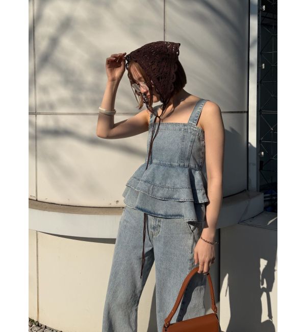 LAGUNAMOON「デニムペプラムキャミソール」|キャミソール|