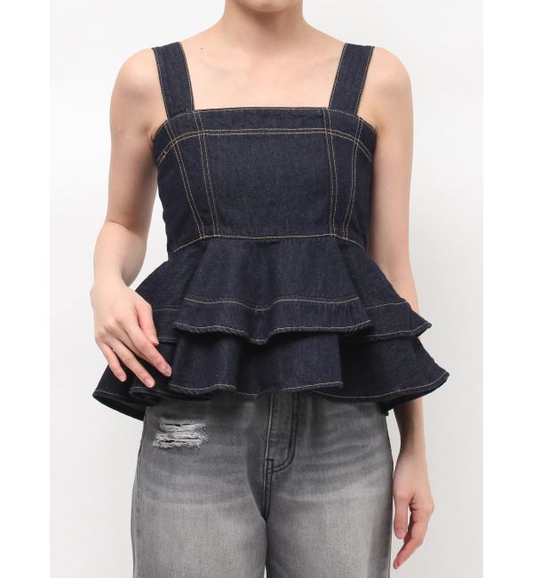 LAGUNAMOON「デニムペプラムキャミソール」|キャミソール|インディゴ
