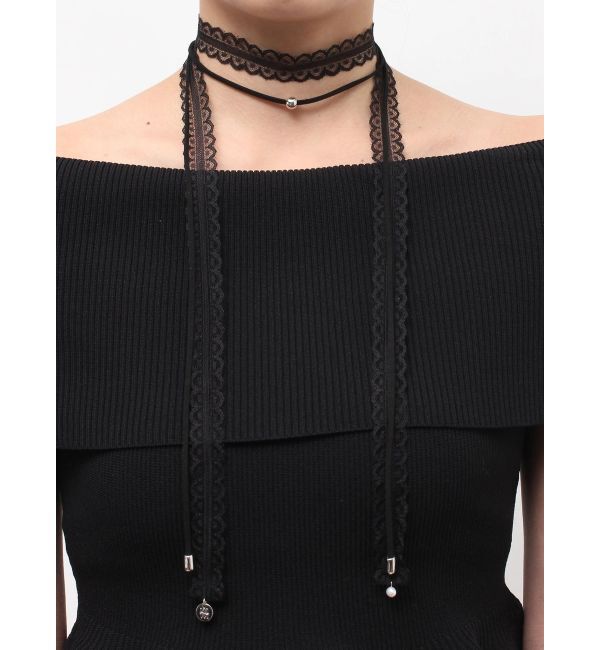 LAGUNAMOON「レース&times;チョーカーセット」|ネックレス|ブラック