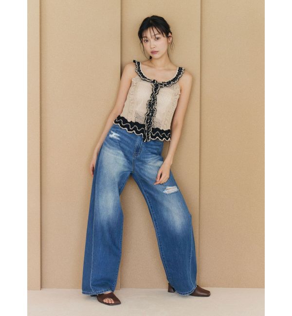 LAGUNAMOON「リップドデニムパンツ」|デニム|