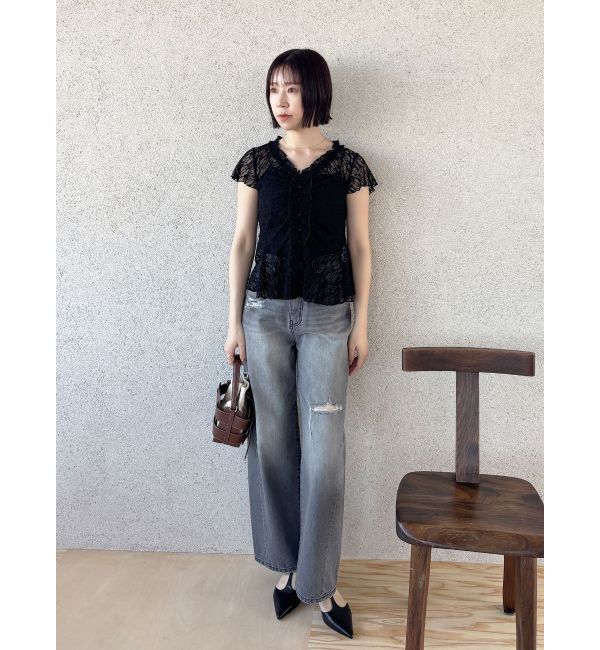 LAGUNAMOON「リップドデニムパンツ」|デニム|