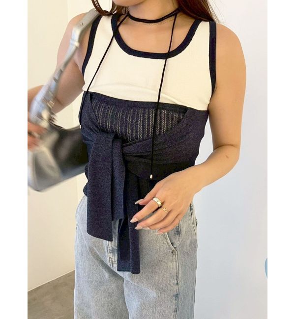 LAGUNAMOON「レイヤードデザインノースリニット」|ニット・セーター|