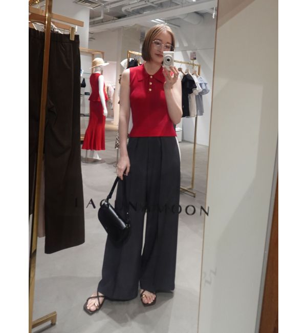 LAGUNAMOON「シャツカラーノースリニットプルオーバー」|ニット・セーター|