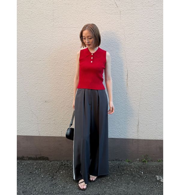 LAGUNAMOON「シャツカラーノースリニットプルオーバー」|ニット・セーター|