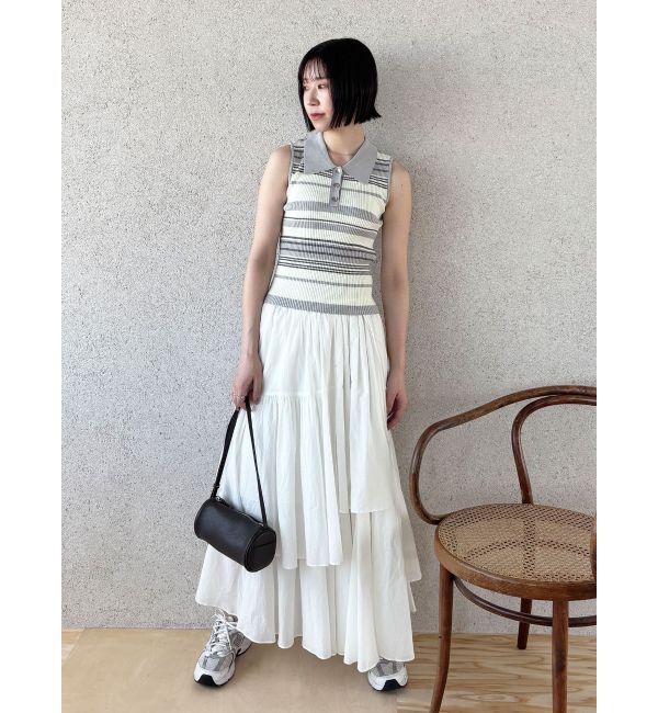 LAGUNAMOON「シャツカラーノースリニットプルオーバー」|ニット・セーター|