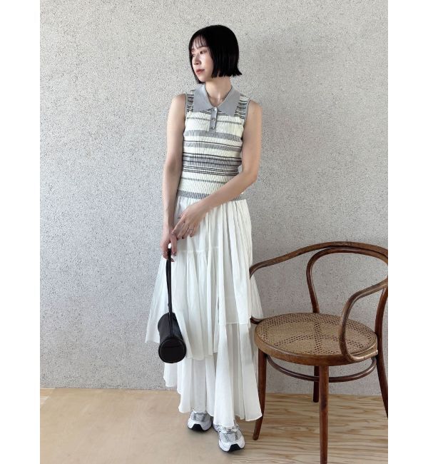 LAGUNAMOON「シャツカラーノースリニットプルオーバー」|ニット・セーター|