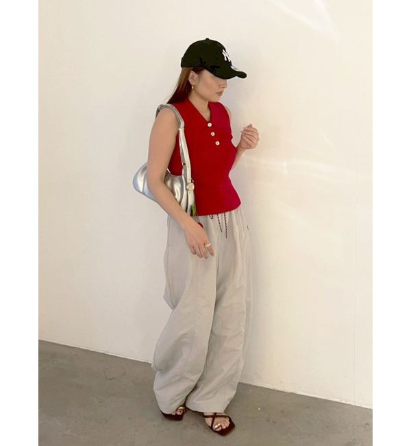 LAGUNAMOON「シャツカラーノースリニットプルオーバー」|ニット・セーター|