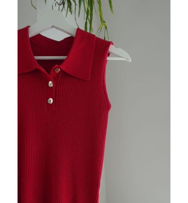 LAGUNAMOON「シャツカラーノースリニットプルオーバー」|ニット・セーター|