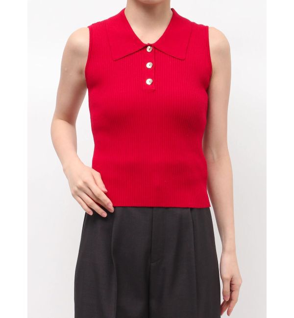 LAGUNAMOON「シャツカラーノースリニットプルオーバー」|ニット・セーター|