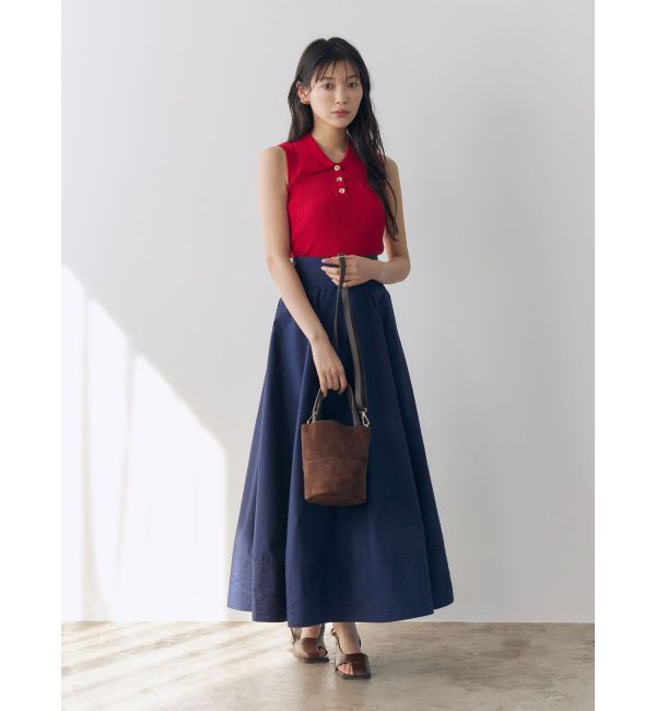 LAGUNAMOON「シャツカラーノースリニットプルオーバー」|ニット・セーター|