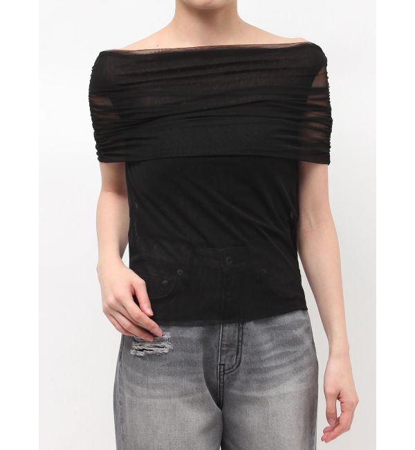 LAGUNAMOON「オフショルチュールトップス」|Tシャツ・カットソー|ブラック