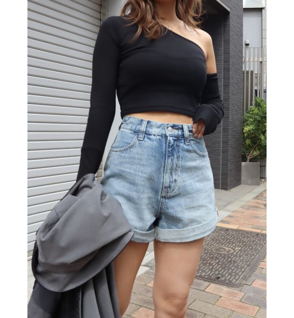 EVRIS「ロールアップデニムショートパンツ【セットアップ着用可能】」|デニム|