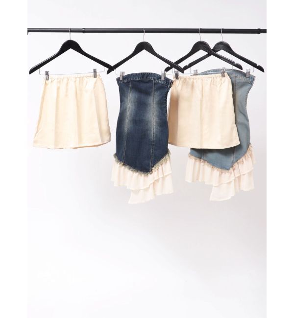 EVRIS「フリルドッキングデニムベアミニワンピース」|ワンピース|