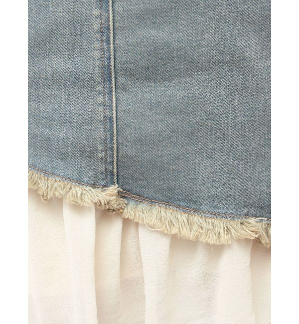 EVRIS「フリルドッキングデニムベアミニワンピース」|ワンピース|