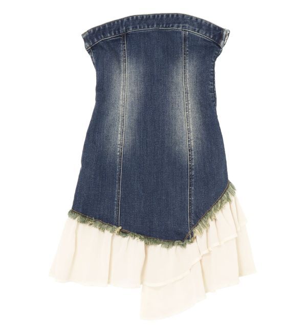 EVRIS「フリルドッキングデニムベアミニワンピース」|ワンピース|