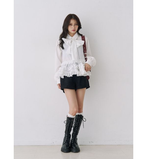 jouetie「リボンタイフリルショートシャツ」|シャツ・ブラウス|