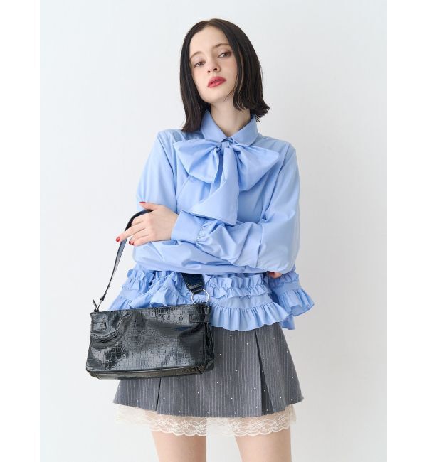 jouetie「リボンタイフリルショートシャツ」|シャツ・ブラウス|
