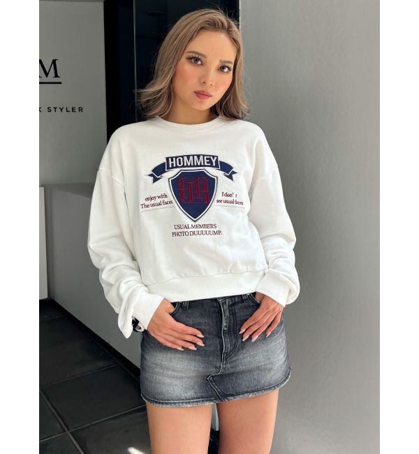 GYDA「BACKレースアップショートロゴスウェットトップス」|スウェット・ジャージ|