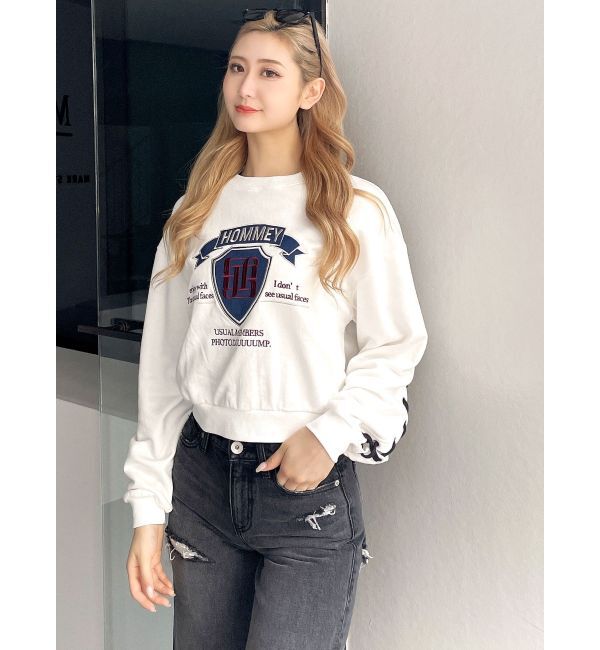 GYDA「BACKレースアップショートロゴスウェットトップス」|スウェット・ジャージ|