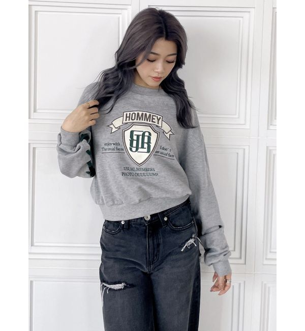 GYDA「BACKレースアップショートロゴスウェットトップス」|スウェット・ジャージ|