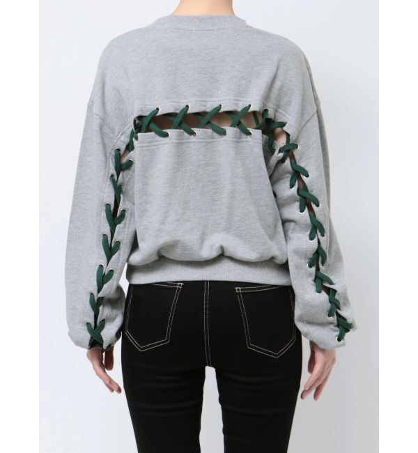 GYDA「BACKレースアップショートロゴスウェットトップス」|スウェット・ジャージ|