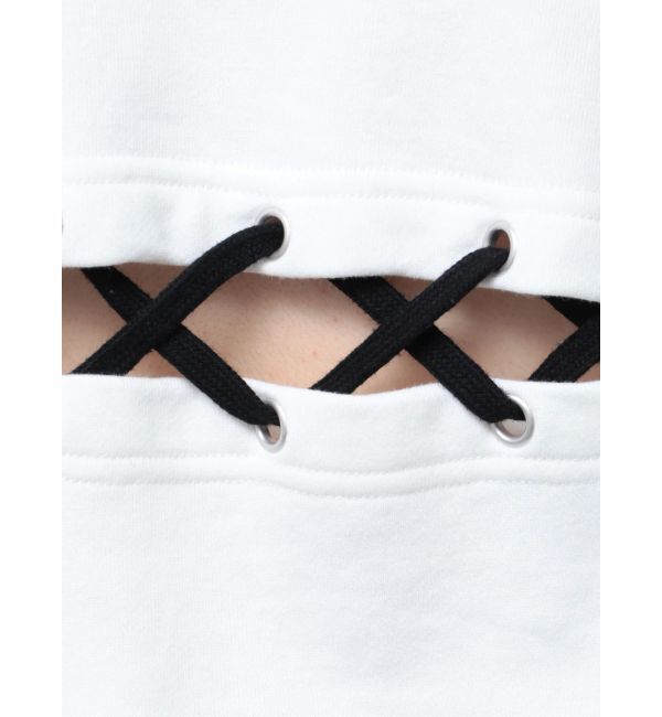 GYDA「BACKレースアップショートロゴスウェットトップス」|スウェット・ジャージ|