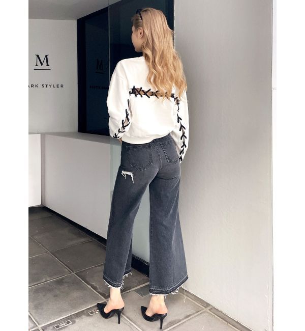 GYDA「BACKレースアップショートロゴスウェットトップス」|スウェット・ジャージ|