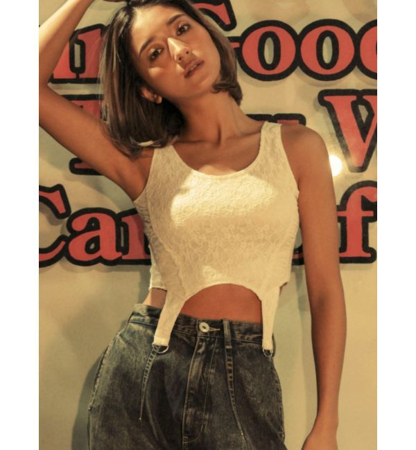 GYDA「Mix material コルセットデザイントップス」|Tシャツ・カットソー|