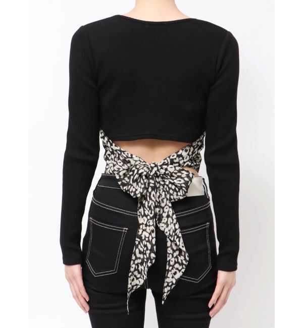 GYDA「レオパードBACKリボンテレコロンＴ」|Tシャツ・カットソー|