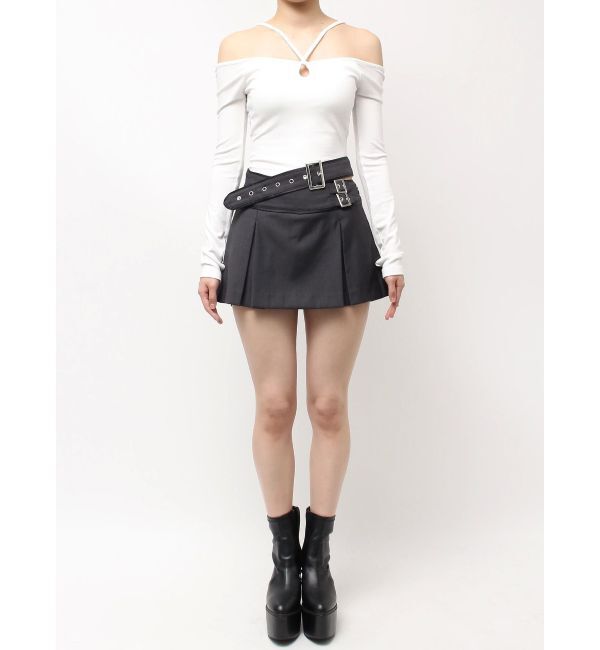 GYDA「belt designプリーツスカートライクショートパンツ」|スカート|