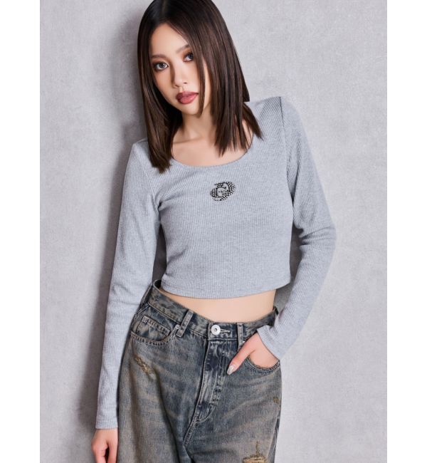 GYDA「GDロゴラインストーンテレコトップス」|Tシャツ・カットソー|