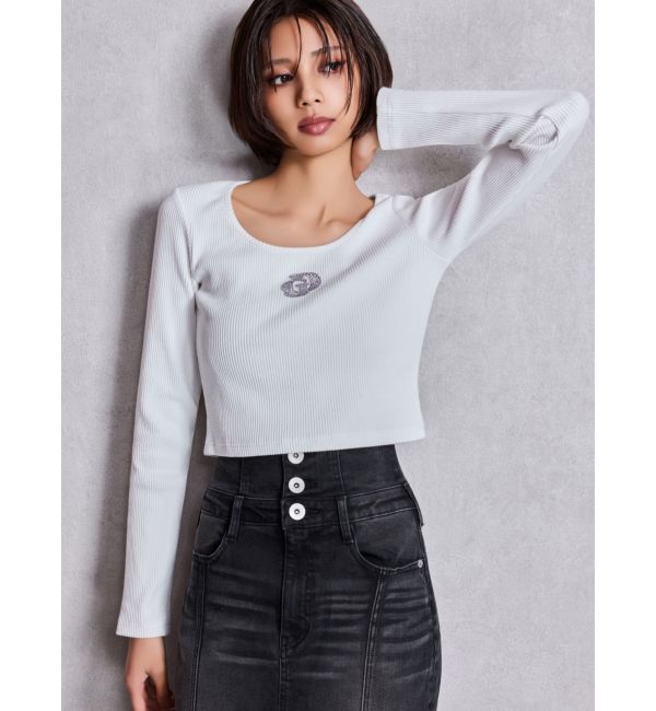 GYDA「GDロゴラインストーンテレコトップス」|Tシャツ・カットソー|