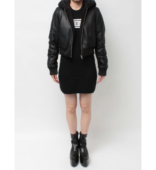 GYDA「Hoodie Fake Leatherコート」|ブルゾン・スタジャン|