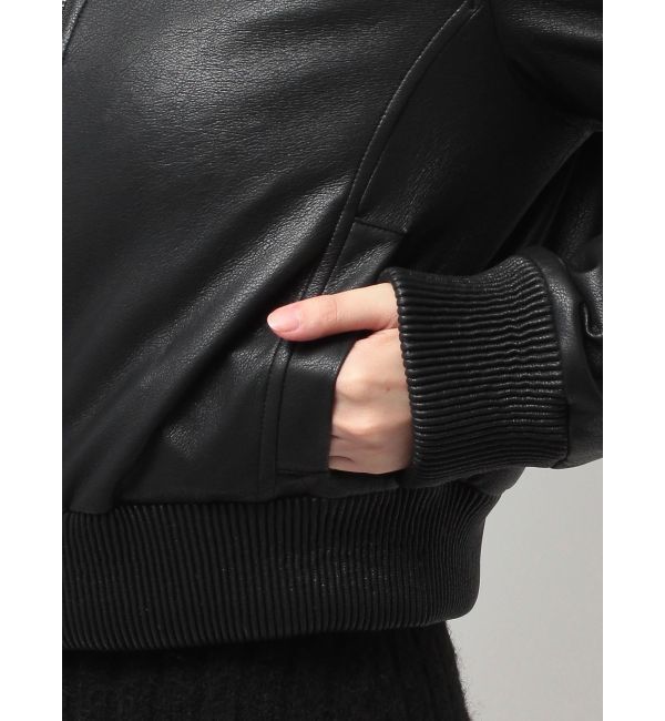 GYDA「Hoodie Fake Leatherコート」|ブルゾン・スタジャン|