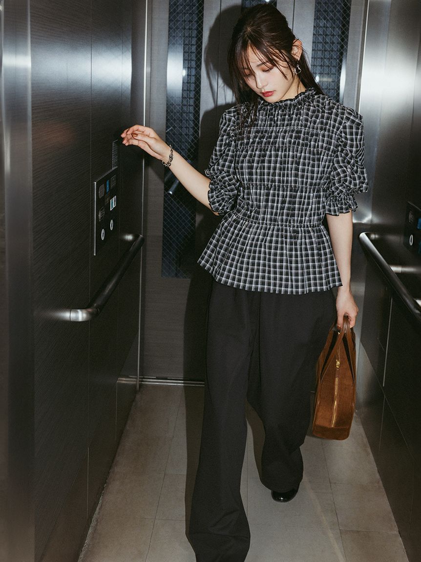 Mila Owen「シャーリングペプラムフリルブラウス」|シャツ・ブラウス|